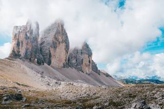 Blick auf die Drei Zinnen in Südtirol.